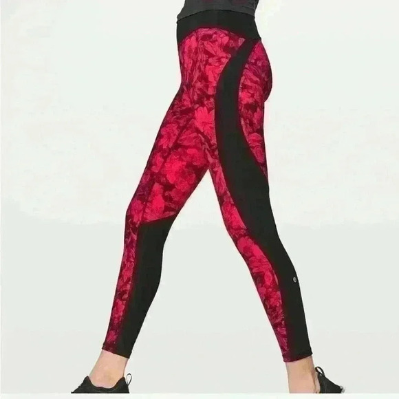 Lululemon Athletica Train Times Fast Pace 25” Leggings Carminetrue Red Black - Picture 2 of 10